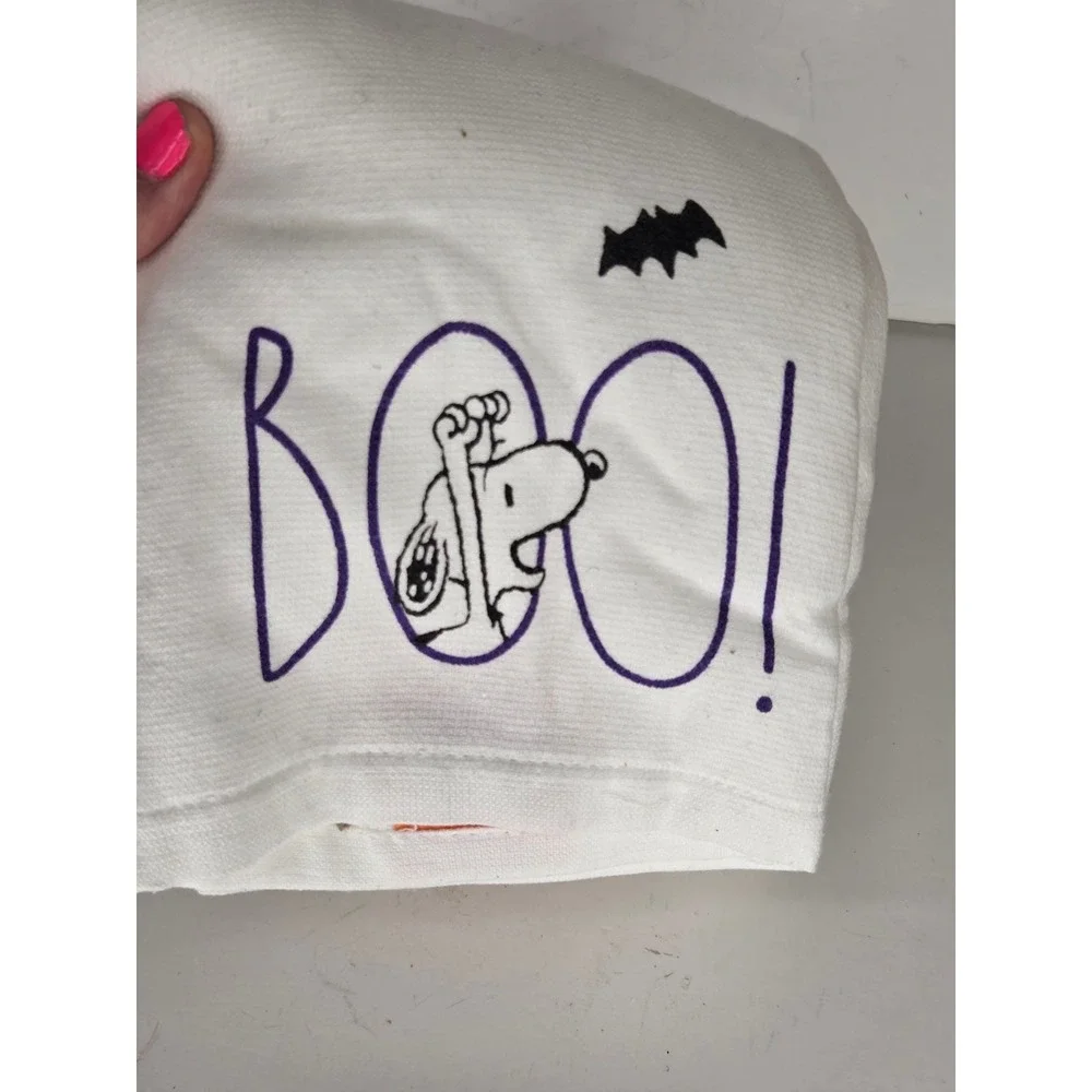 Rae Dunn Peanuts Snoopy Halloween Boo Kitchen Hand Towels Set White Bat